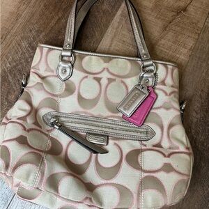 Coach Beige and Pink Shoulder Bag